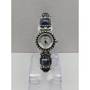 Victoria Lace Quartz Blue Cabochon Watch Japan Silver Tone Womens New Battery